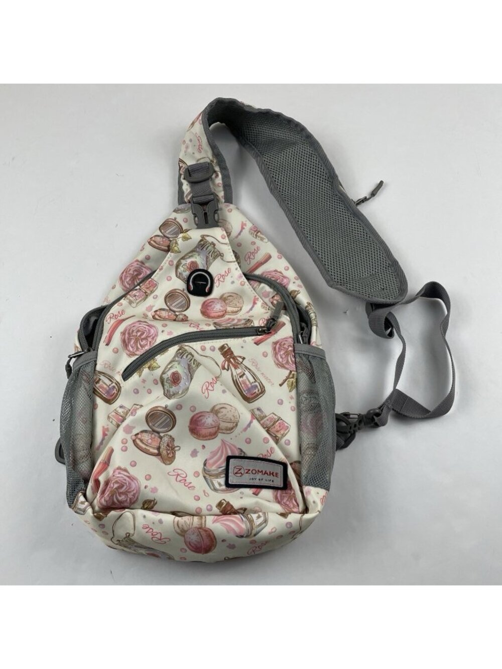ZOMAKE Sling Backpack Crossbody Bag Travel Rose Cosmetics Perfume Print